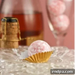 Sweet Yuletide Treasures 33 Pink Champagne Truffles Recipe, perfect for wedding toasts or elegant dessert displays.