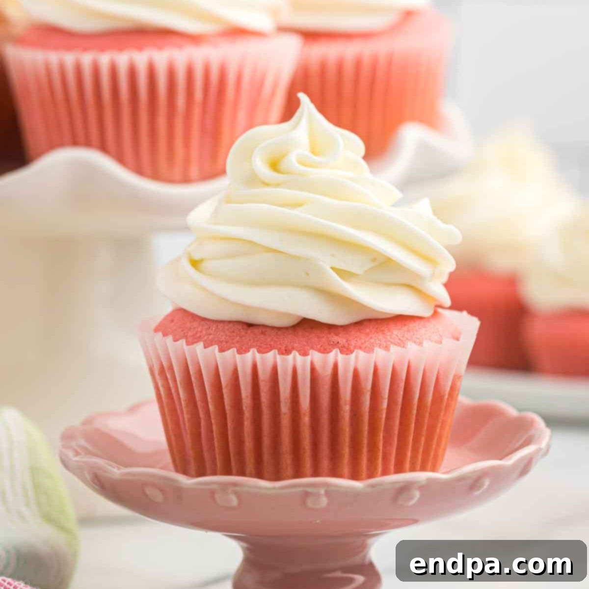 Pink Velvet Cupcakes with Cream Cheese Frosting