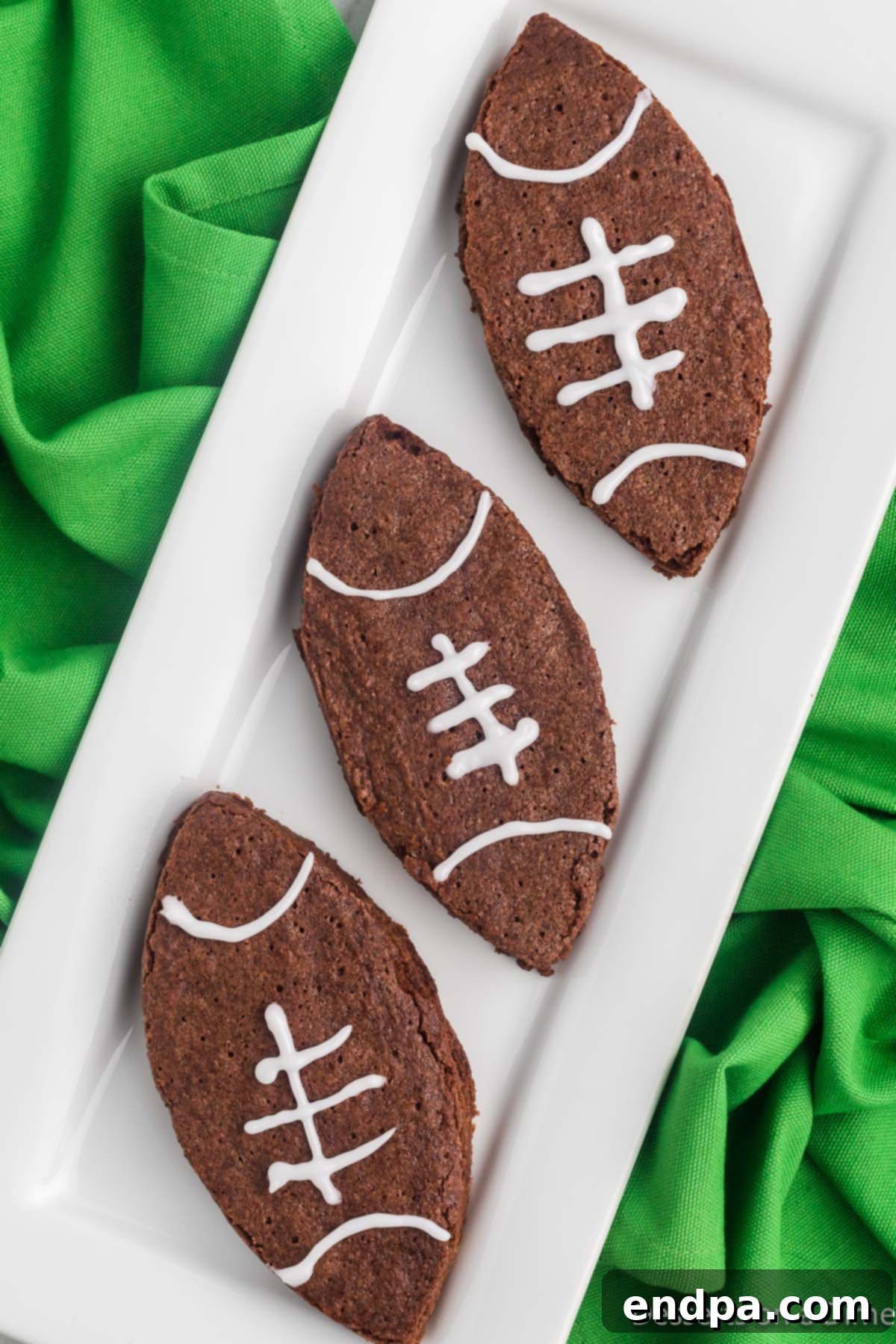Football brownies on a platter