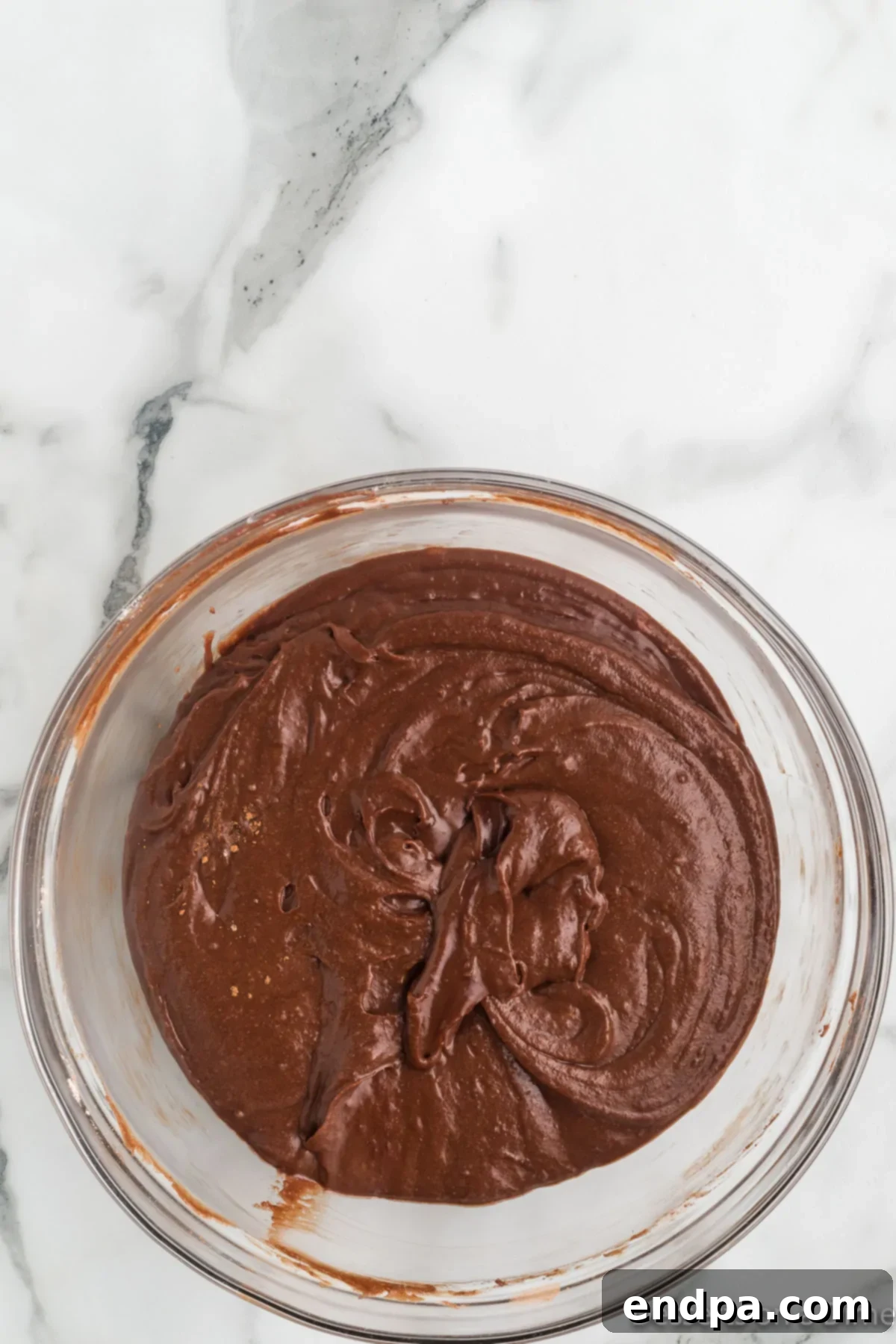 Brownie mixture combined in a bowl. 
