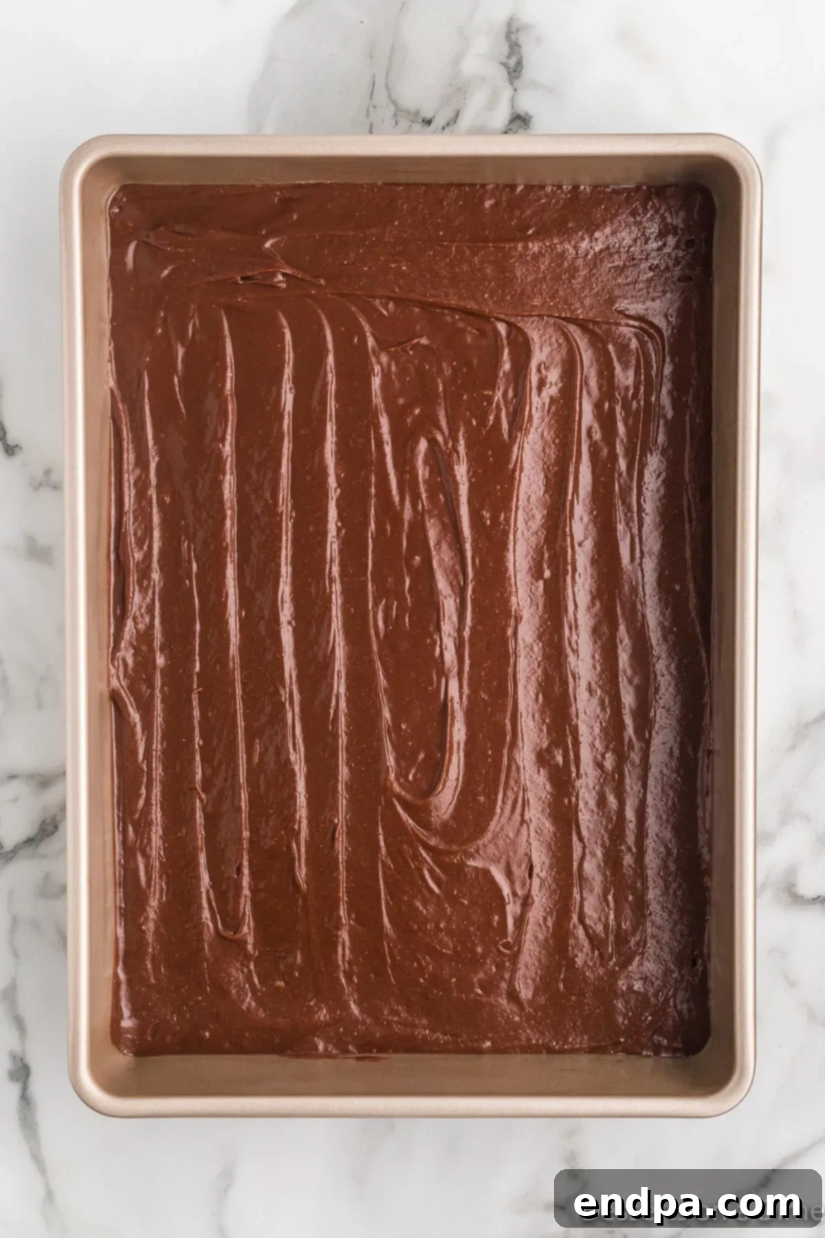 Batter poured into a pan. 