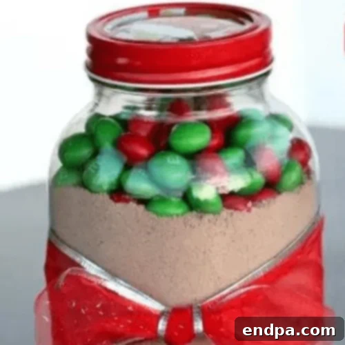 M&M Christmas Cookies in a Jar, a perfect holiday gift idea.