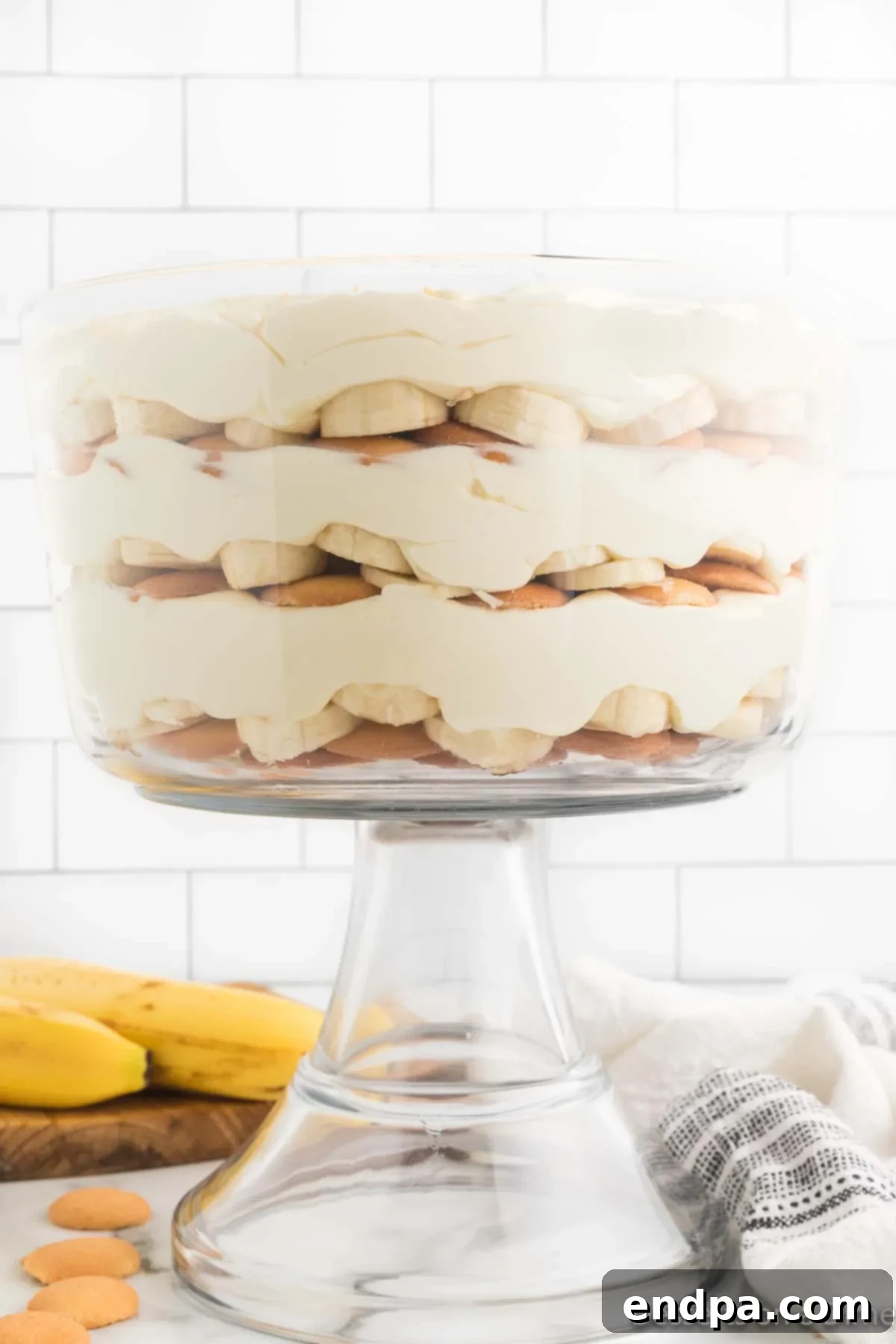 Homemade Magnolia Bakery Banana Pudding Perfection 10 Beautifully assembled trifle dish of Magnolia Banana Pudding, chilled and ready to serve.