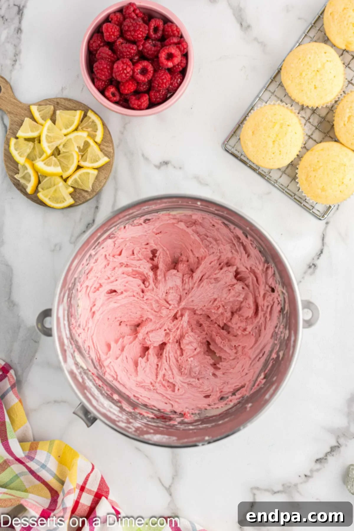Zesty Lemon Raspberry Cupcakes 10 Raspberry puree added to frosting.