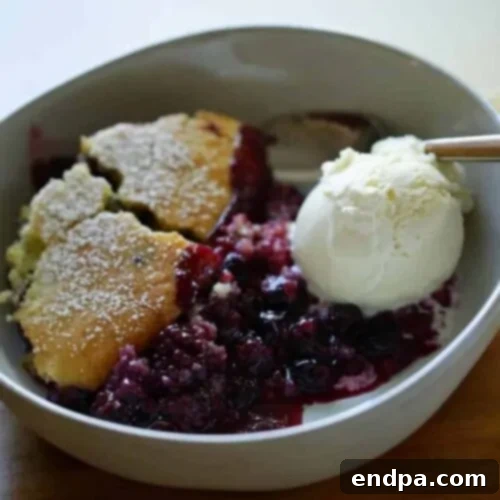 Ultimate Cobbler Collection 8 Triple Berry Cobbler with a golden topping, served warm.