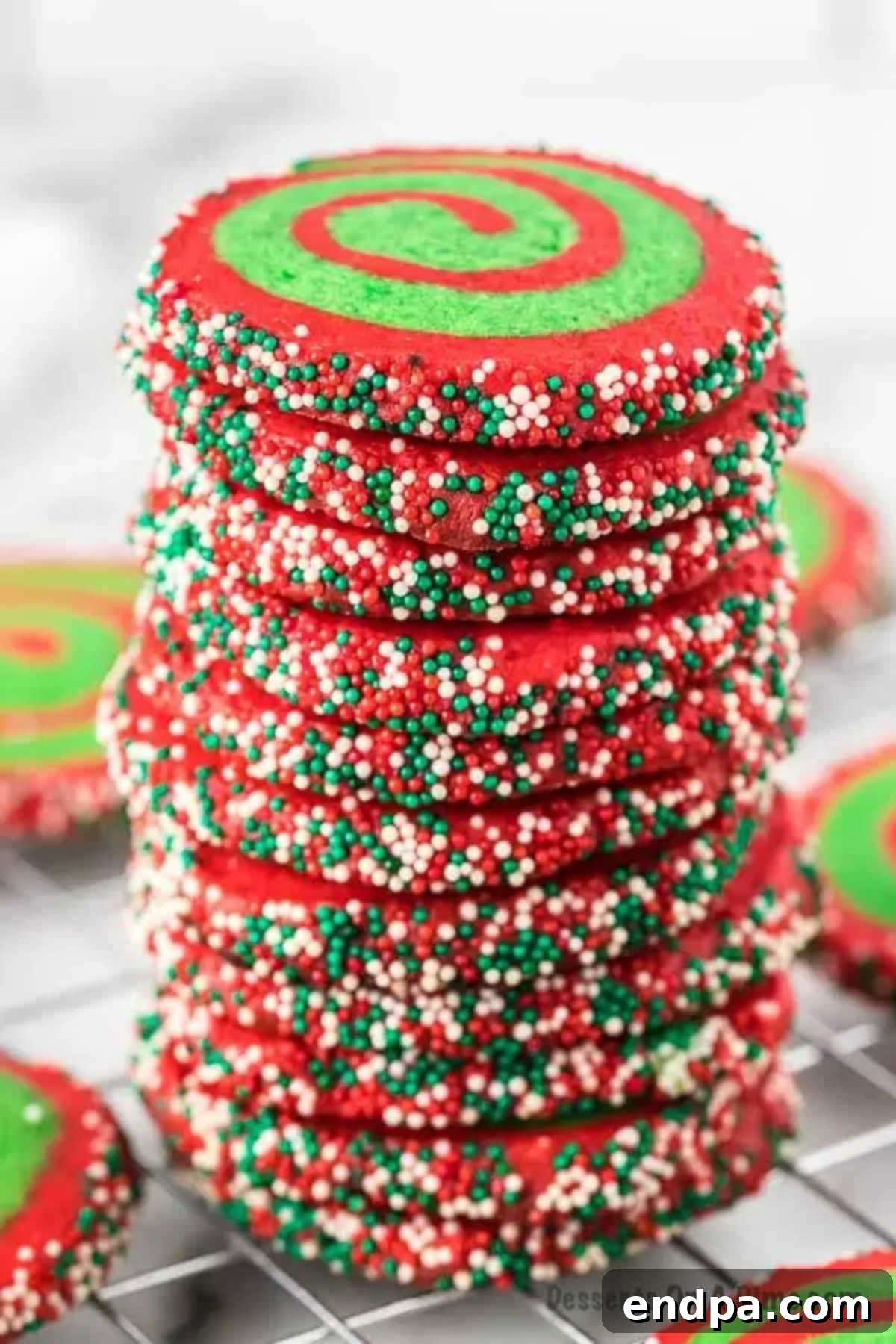 Christmas Pinwheel Cookies stacked