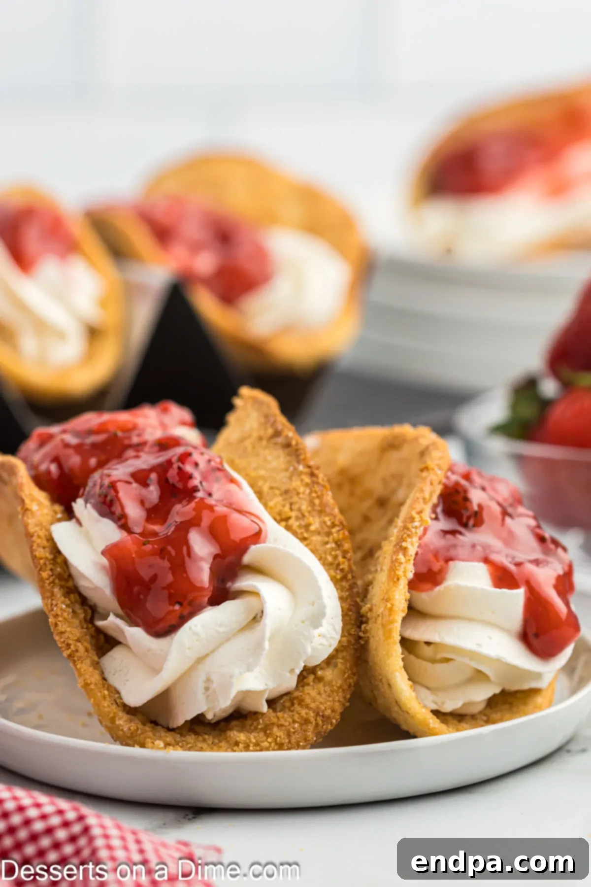 Tacos on plate ready to eat.