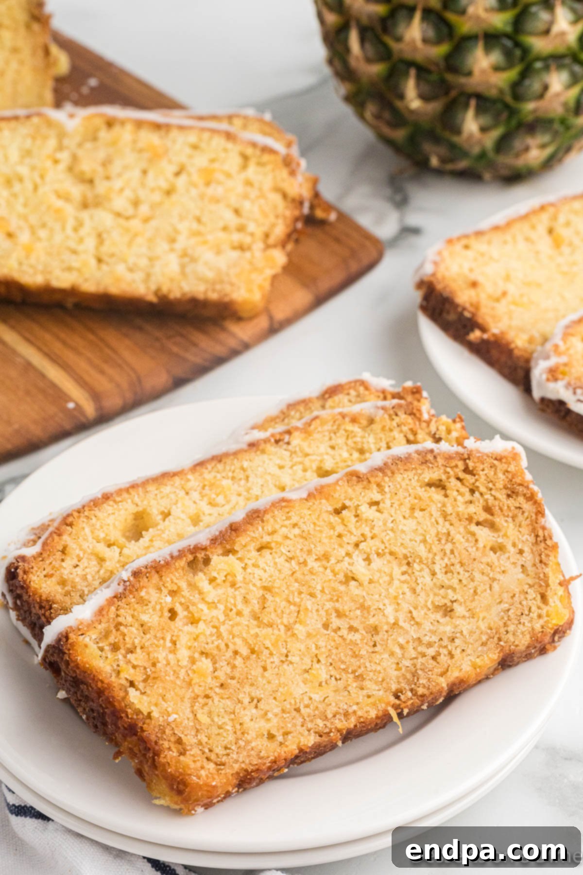 Grilled Pineapple Sweetbread 4 Slices of bread with glaze.