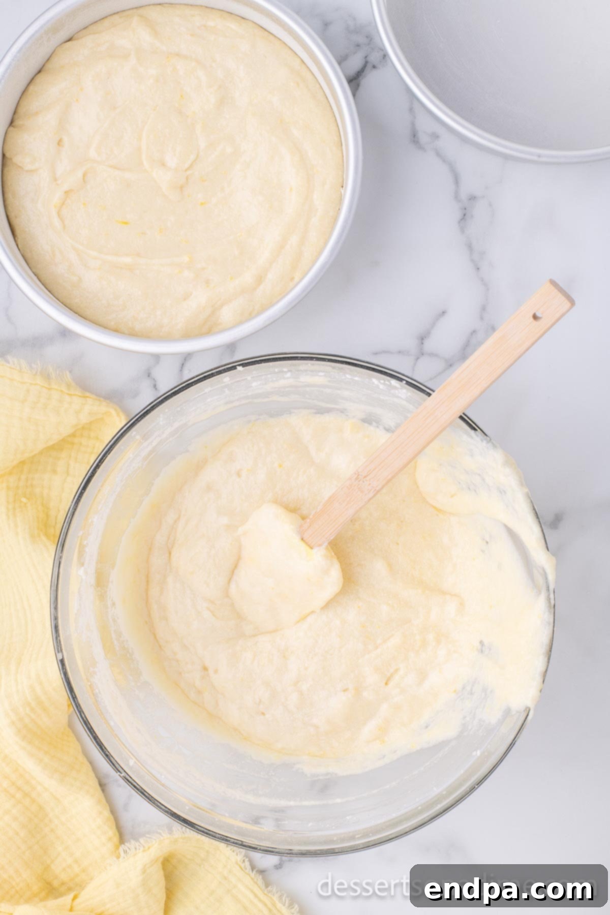 Luscious Lemon Blackberry Cake 7 Finished cake batter, smooth and ready for baking.