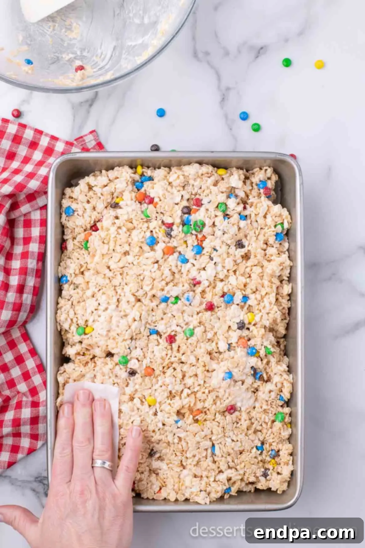 Mixture spread into baking dish. 