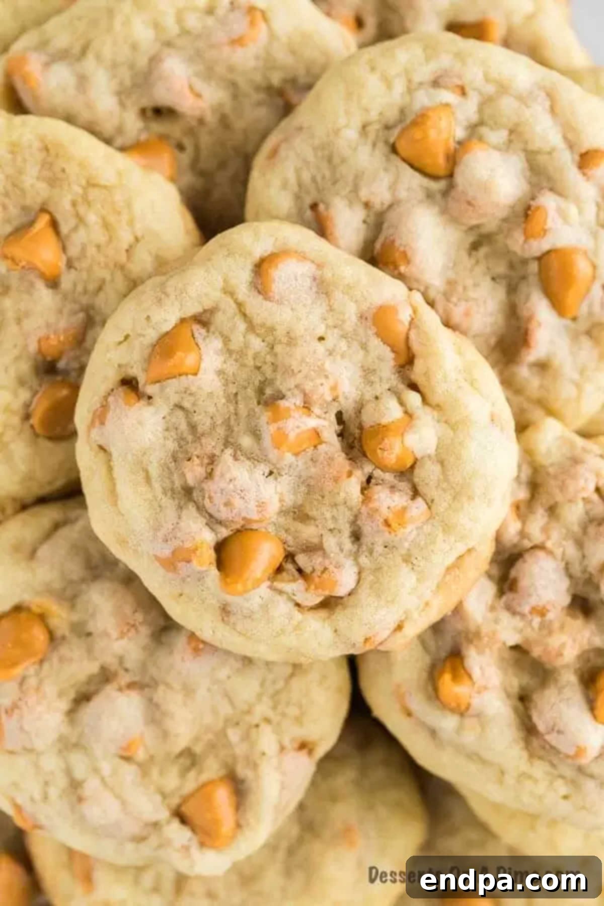 Soft and chewy old-fashioned butterscotch cookies, an easy homemade treat for any occasion. #butterscotchcookies #cookierecipe #homemade Stacked old-fashioned butterscotch cookies, showcasing their soft and chewy texture.