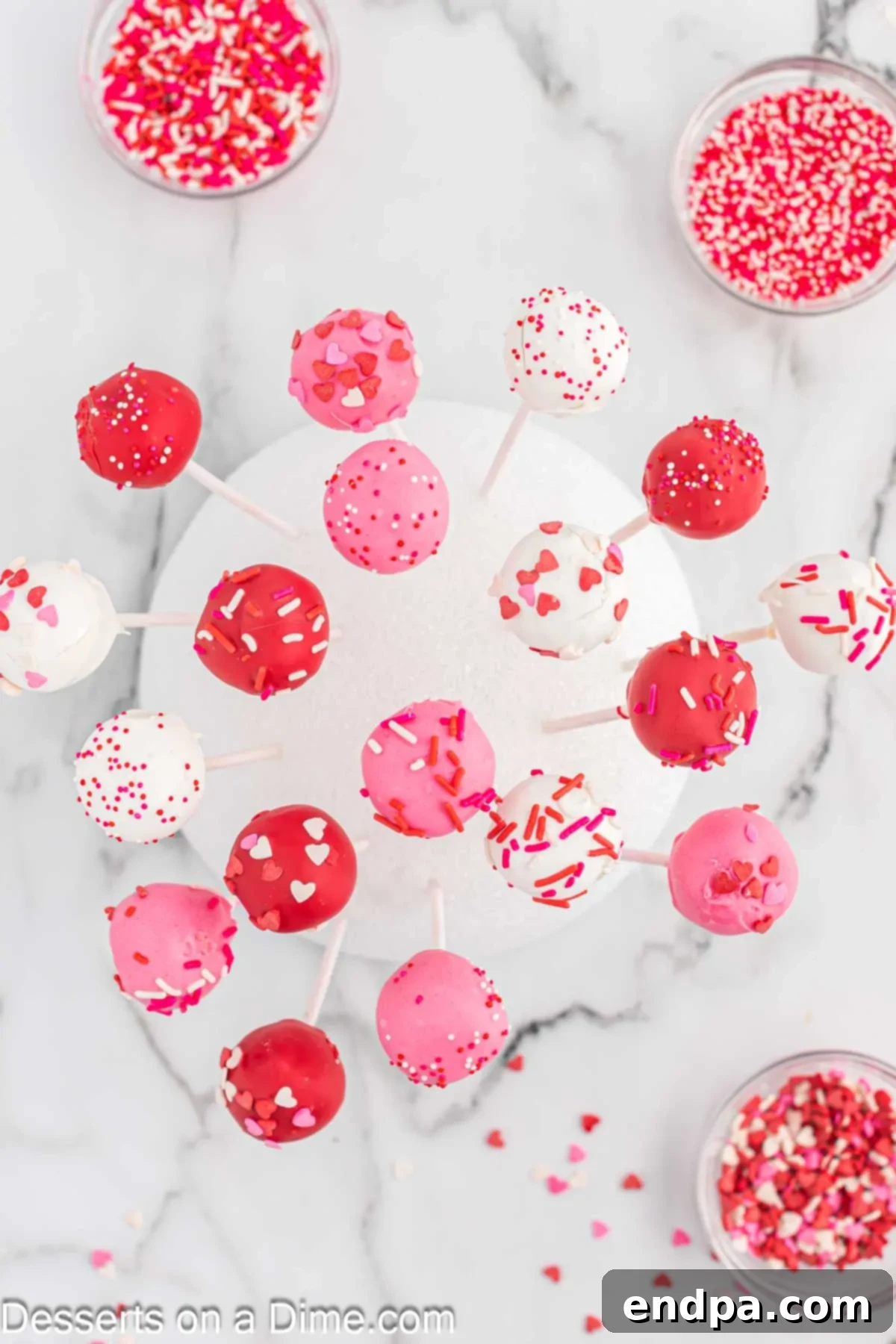 Cake pops in Styrofoam. 
