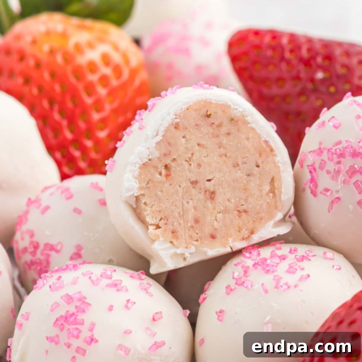 Square image of delicious Strawberry Truffles
