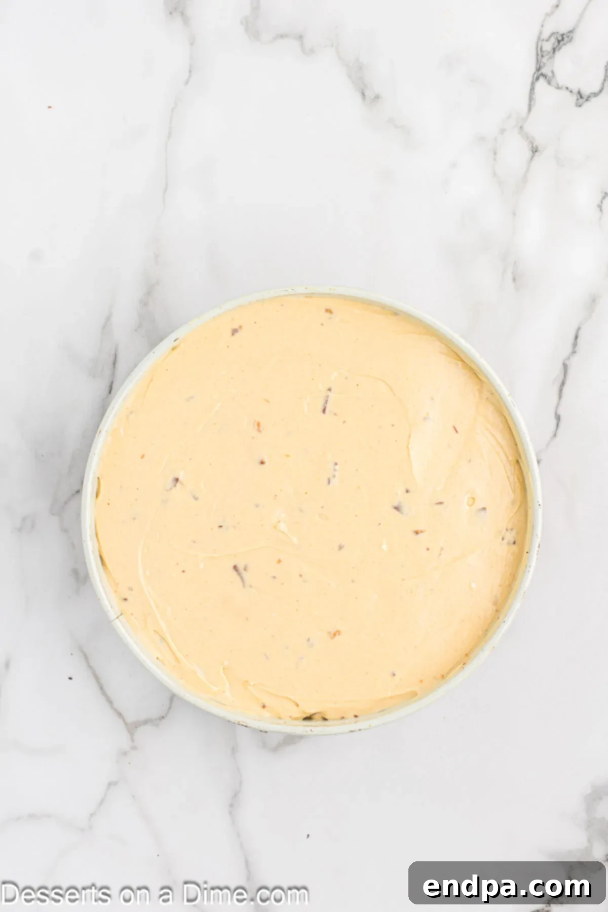 Cream cheese batter poured over crust. 