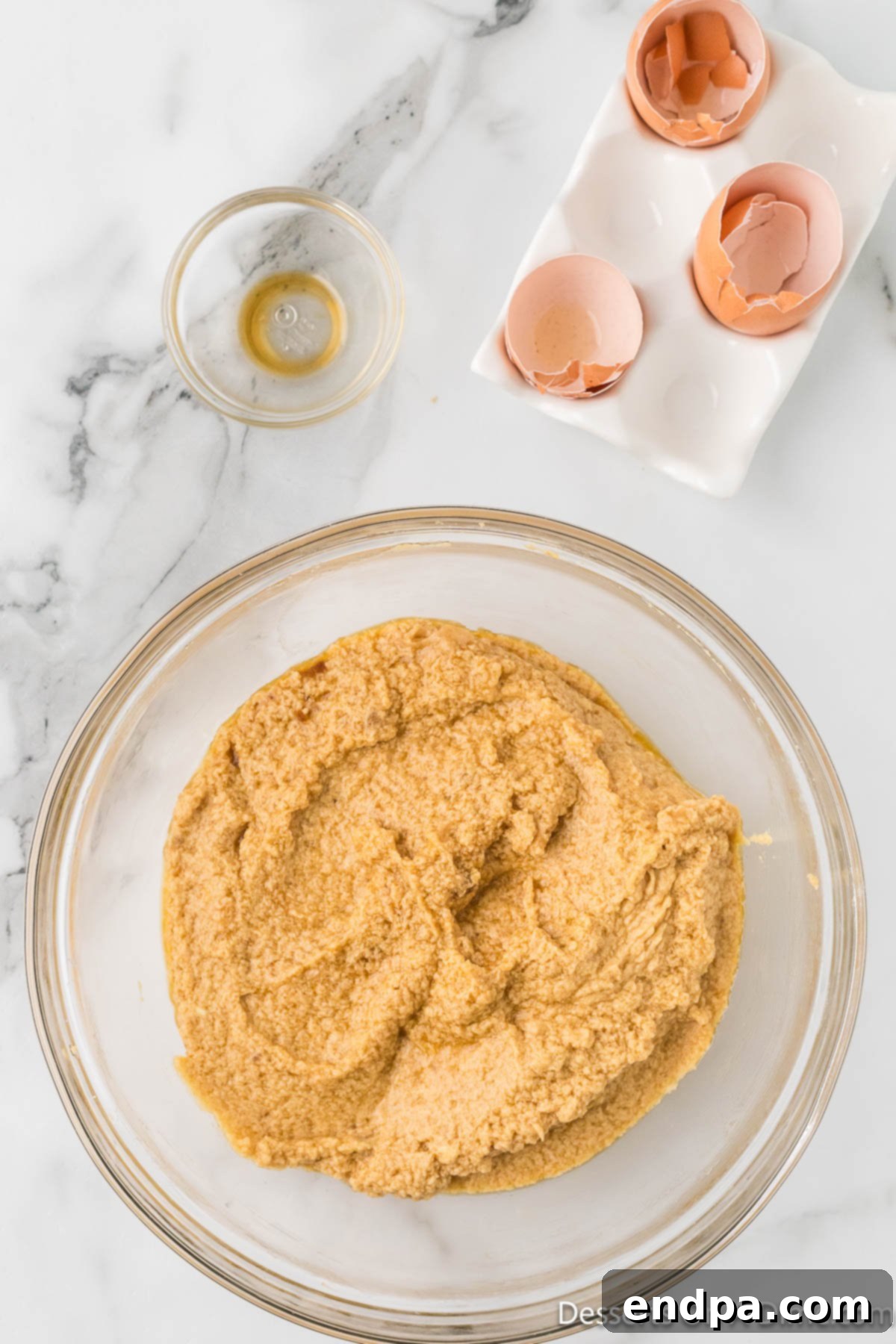 Mixture combined together. 