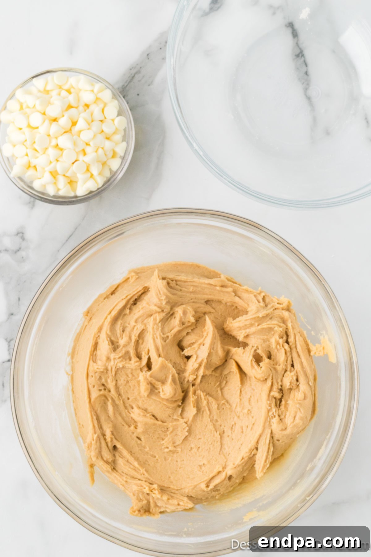 Wet ingredients and dry ingredients combined together. 