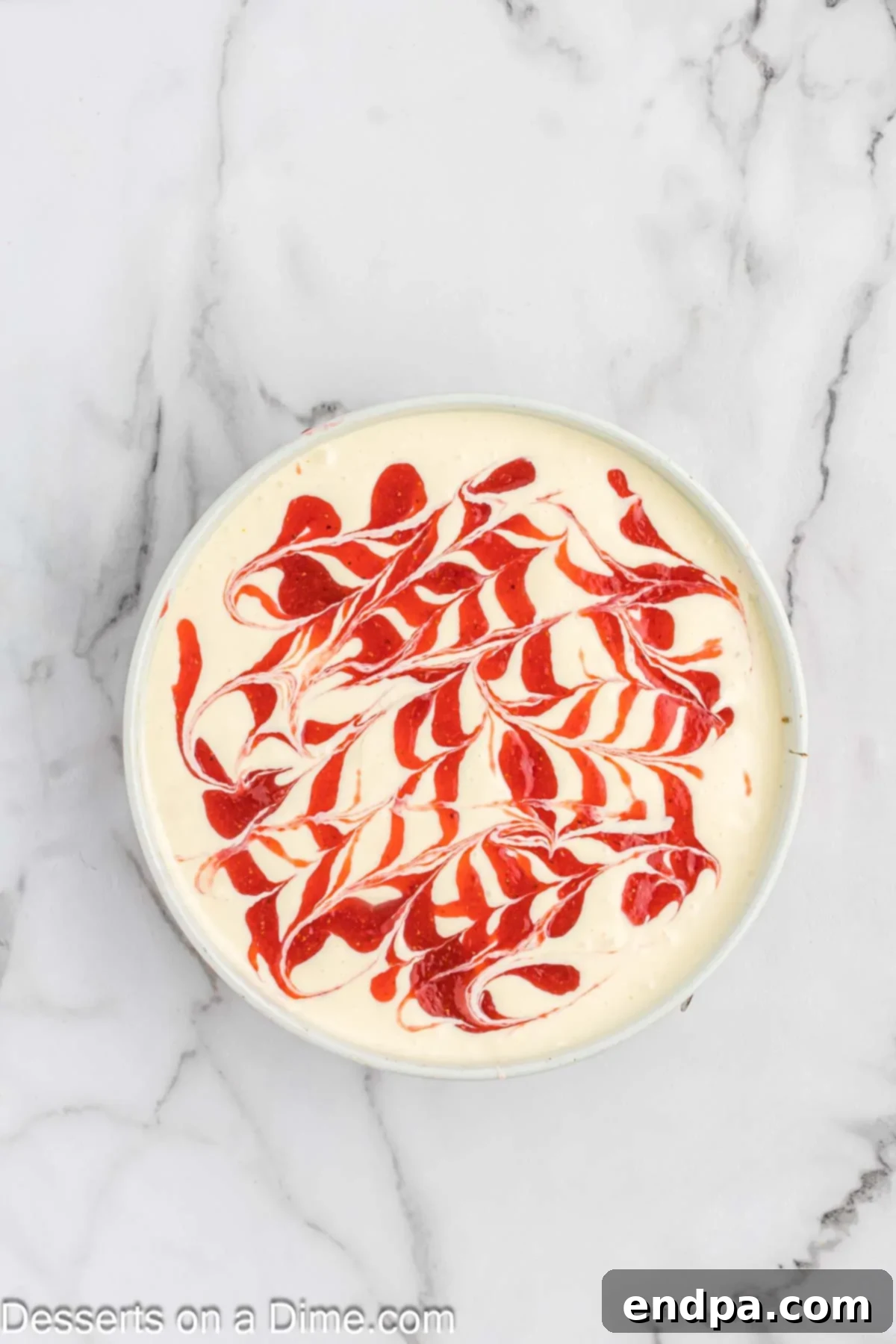 Cheesecake in a water bath, ready to go into the oven.