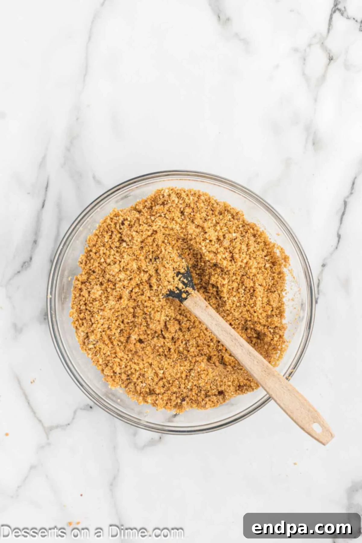 Bowl with graham cracker crumbs.