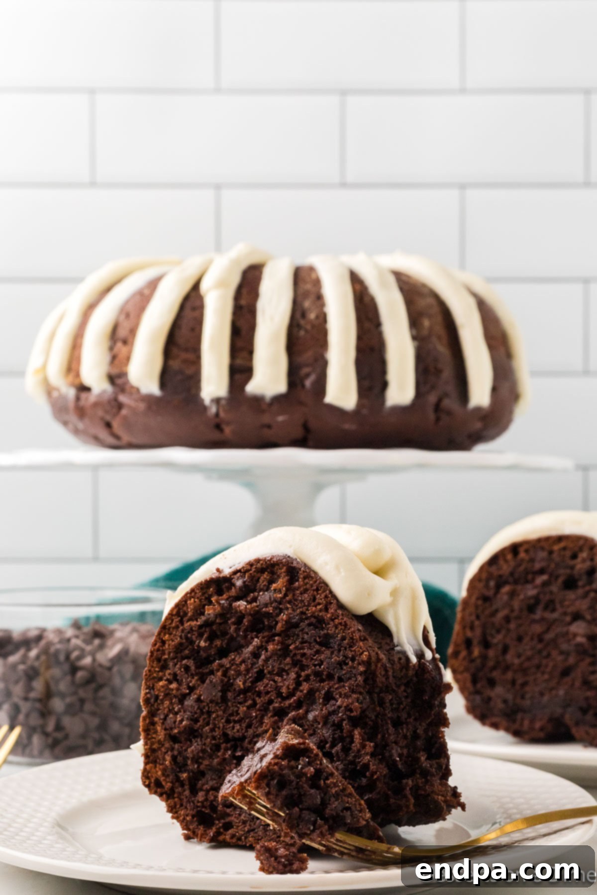 Frosting piped on cake. 