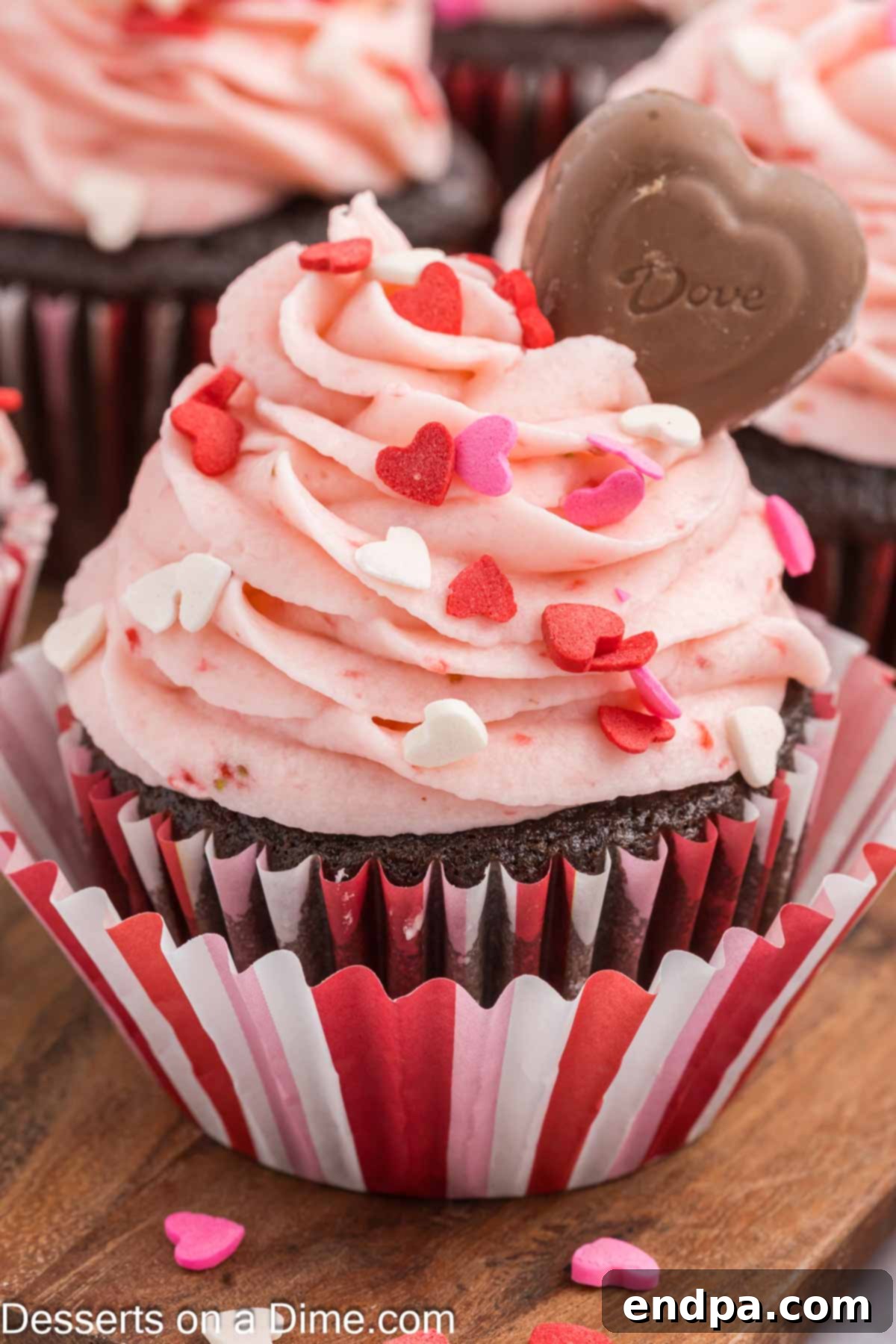 Sweetheart Swirl Cupcakes 9 Cupcake topped with sprinkles.