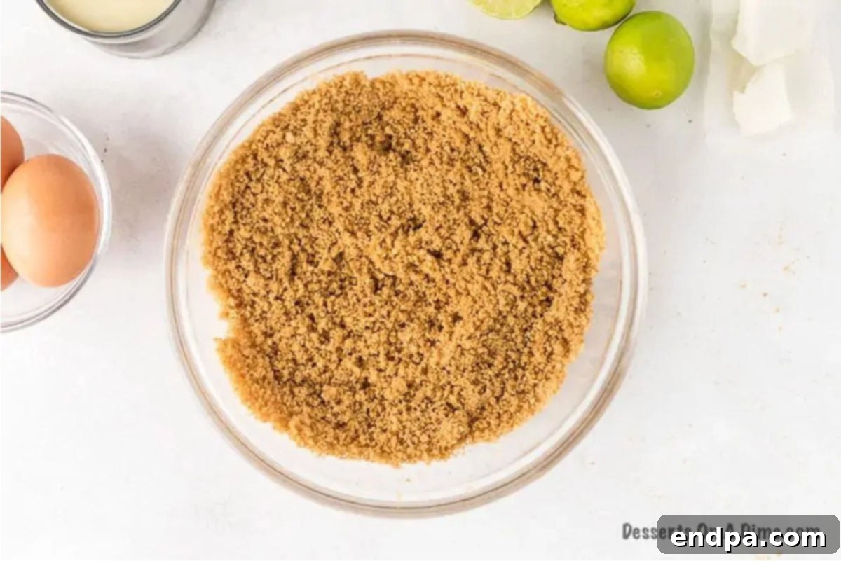 Zesty Key Lime Squares 3 Bowl with graham crackers and butter.