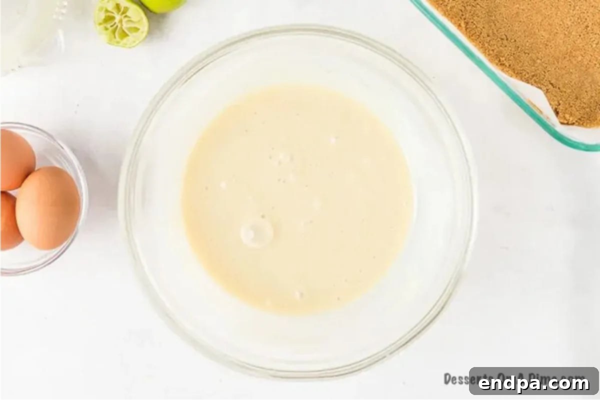 Zesty Key Lime Squares 5 Key lime mixture in bowl.