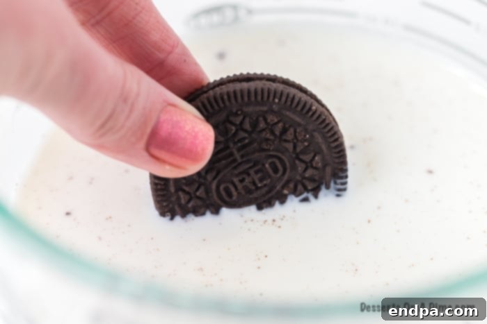 Oreo dipped in milk.