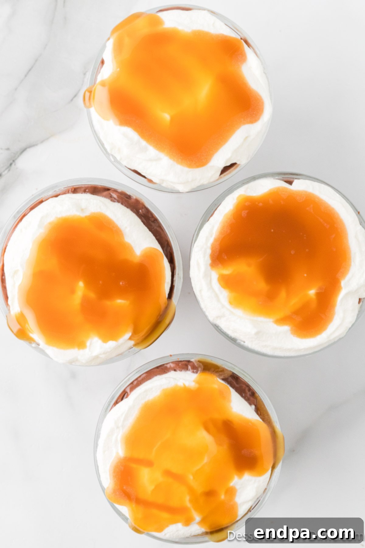 Decadent Layered Chocolate Trifle 11 Caramel drizzled on top.