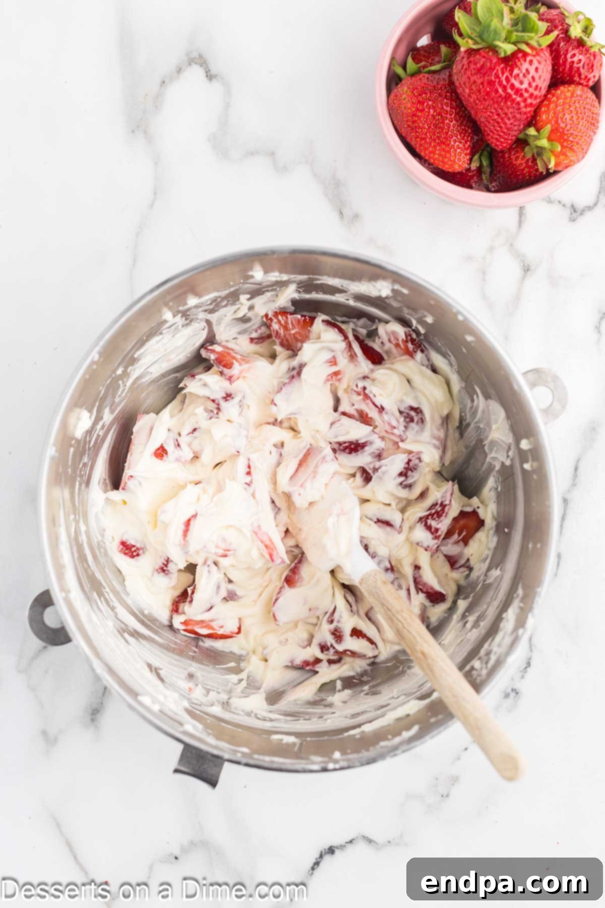 Strawberries added to mixture.