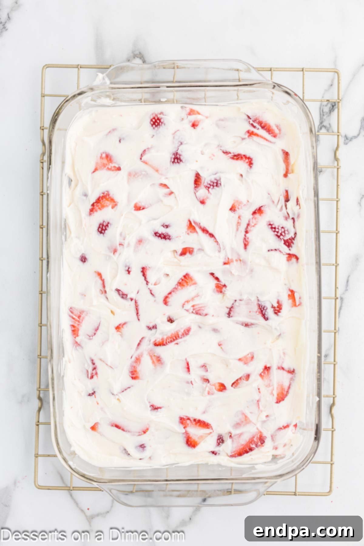 Mixture spread on top or crust.