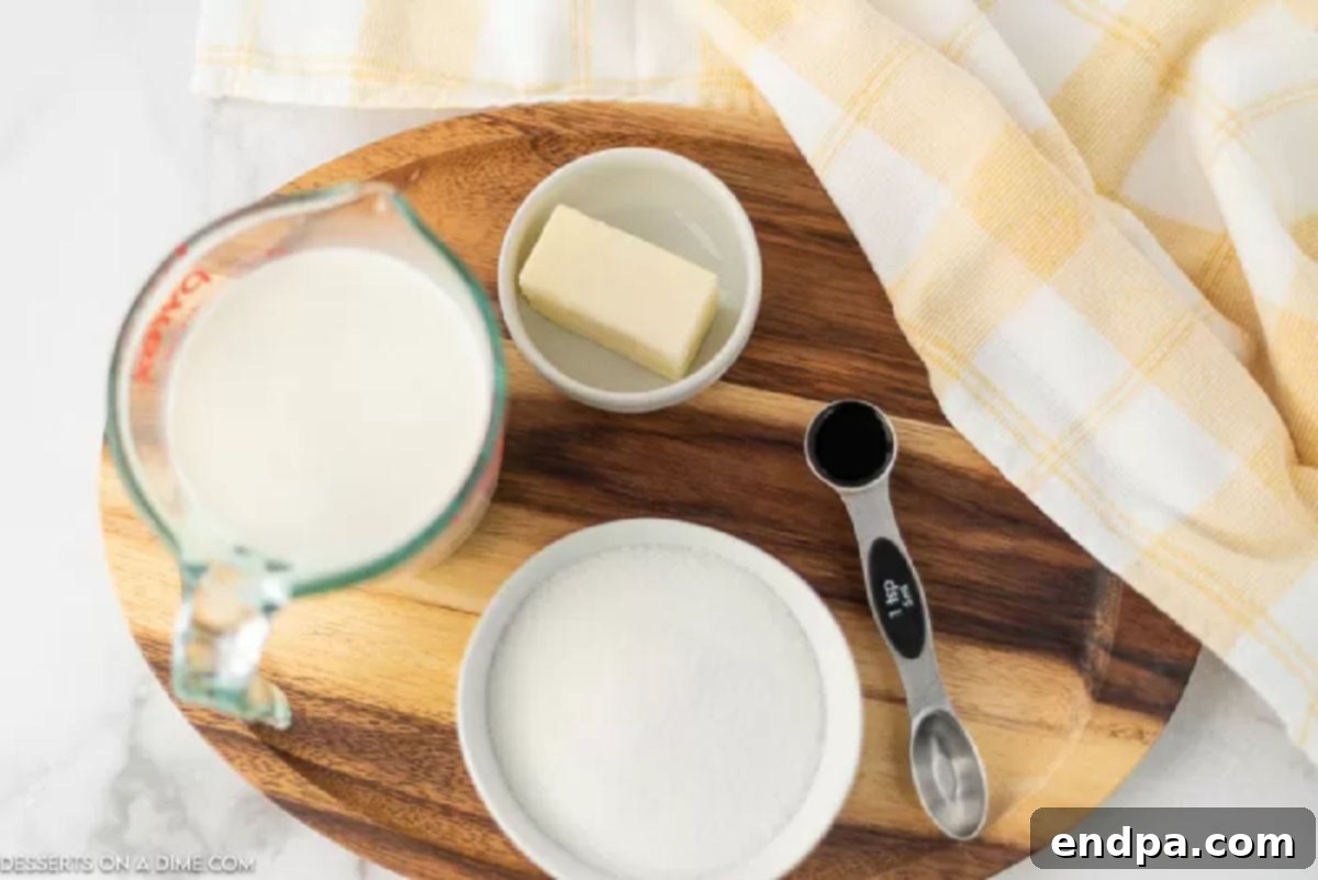 Sweetened Condensed Milk from Scratch 3 Ingredients needed - whole milk, sugar, butter, vanilla
