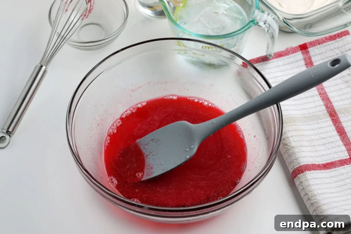 Bowl of gelatin mixture. 