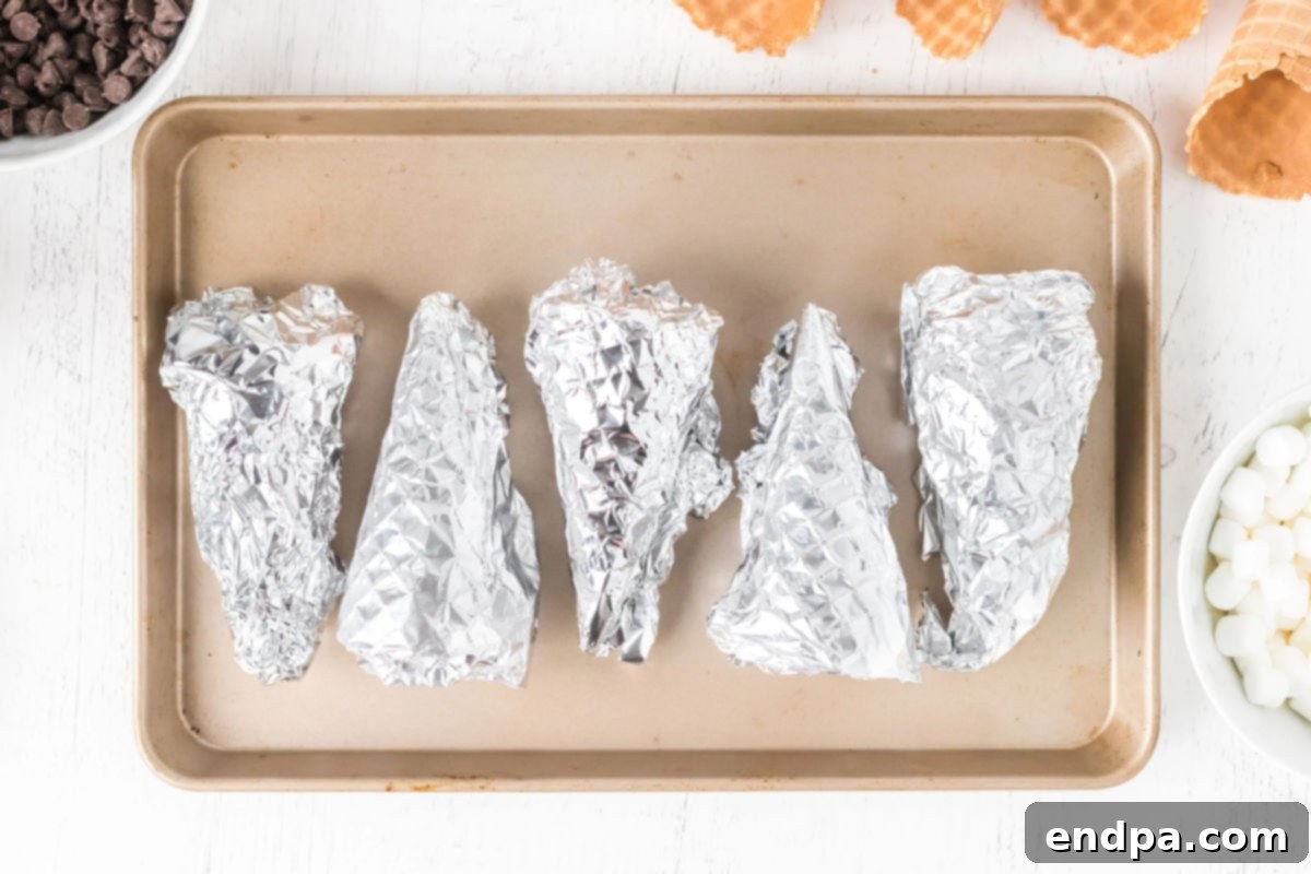 Cones on baking sheet ready for grill.