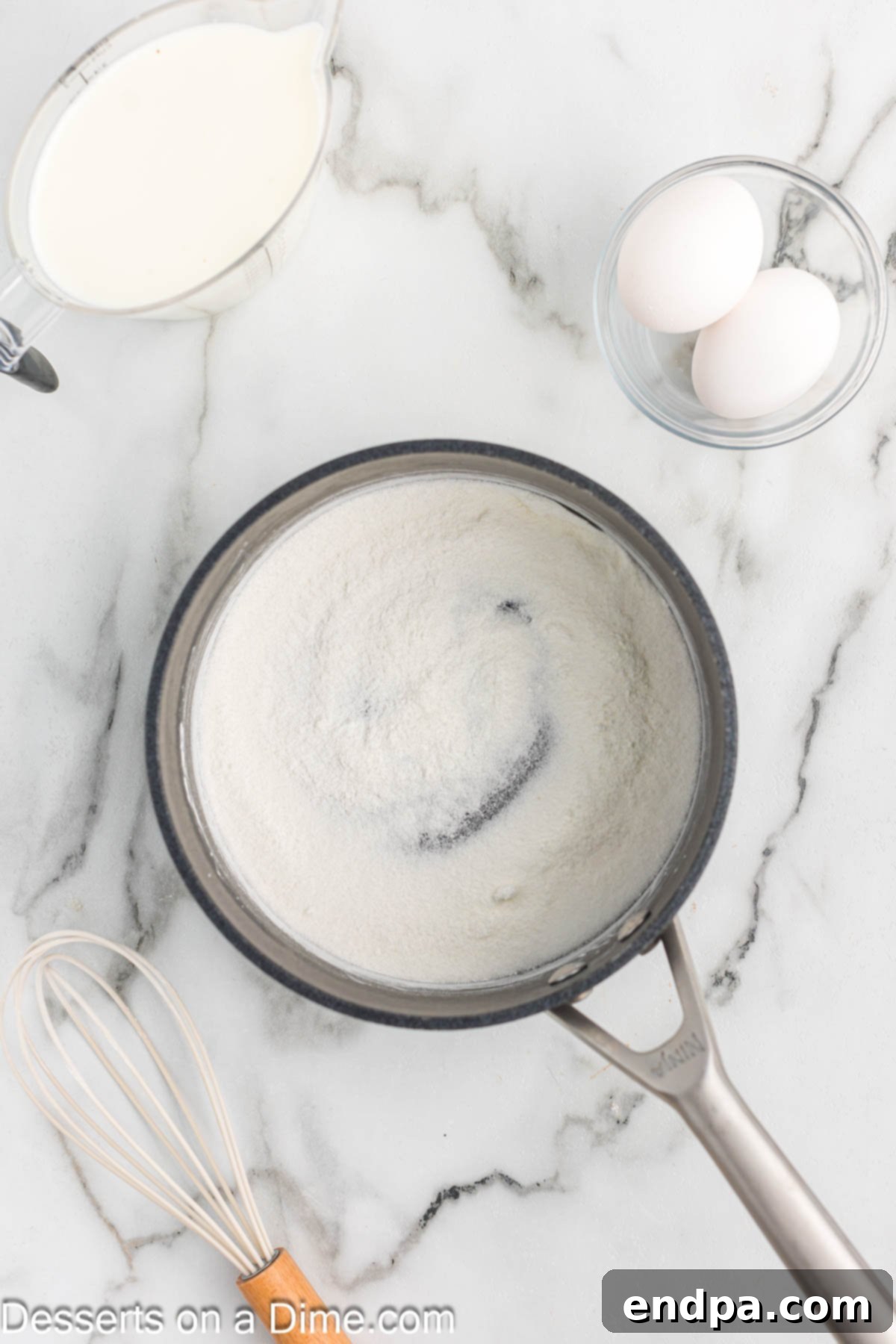 Saucepan of sugar, cornstarch and salt. 