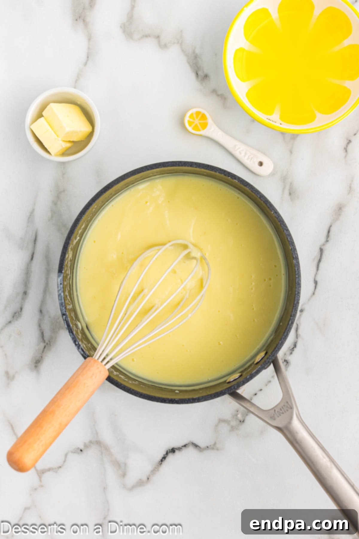 Egg mixture slowly added to pan. 