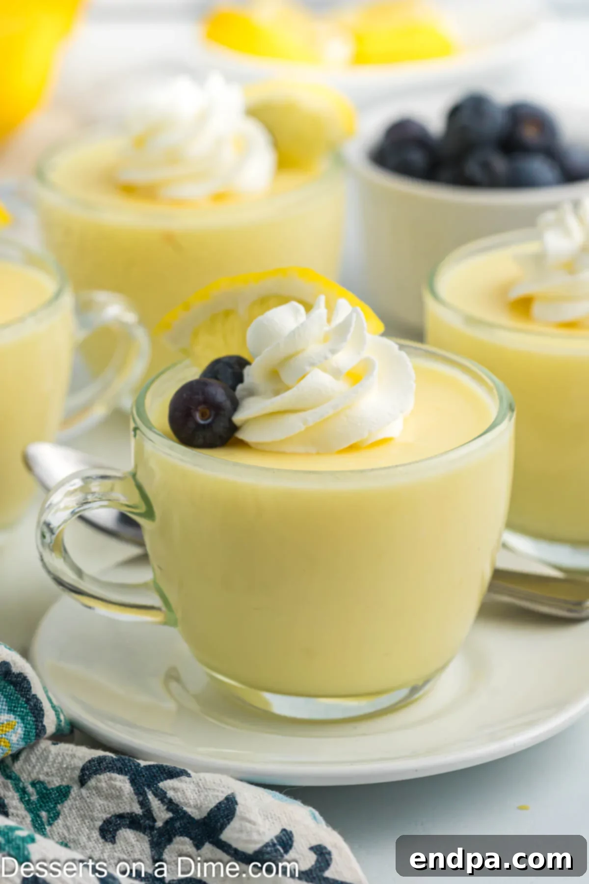 Cup of Lemon Pudding ready to serve. 