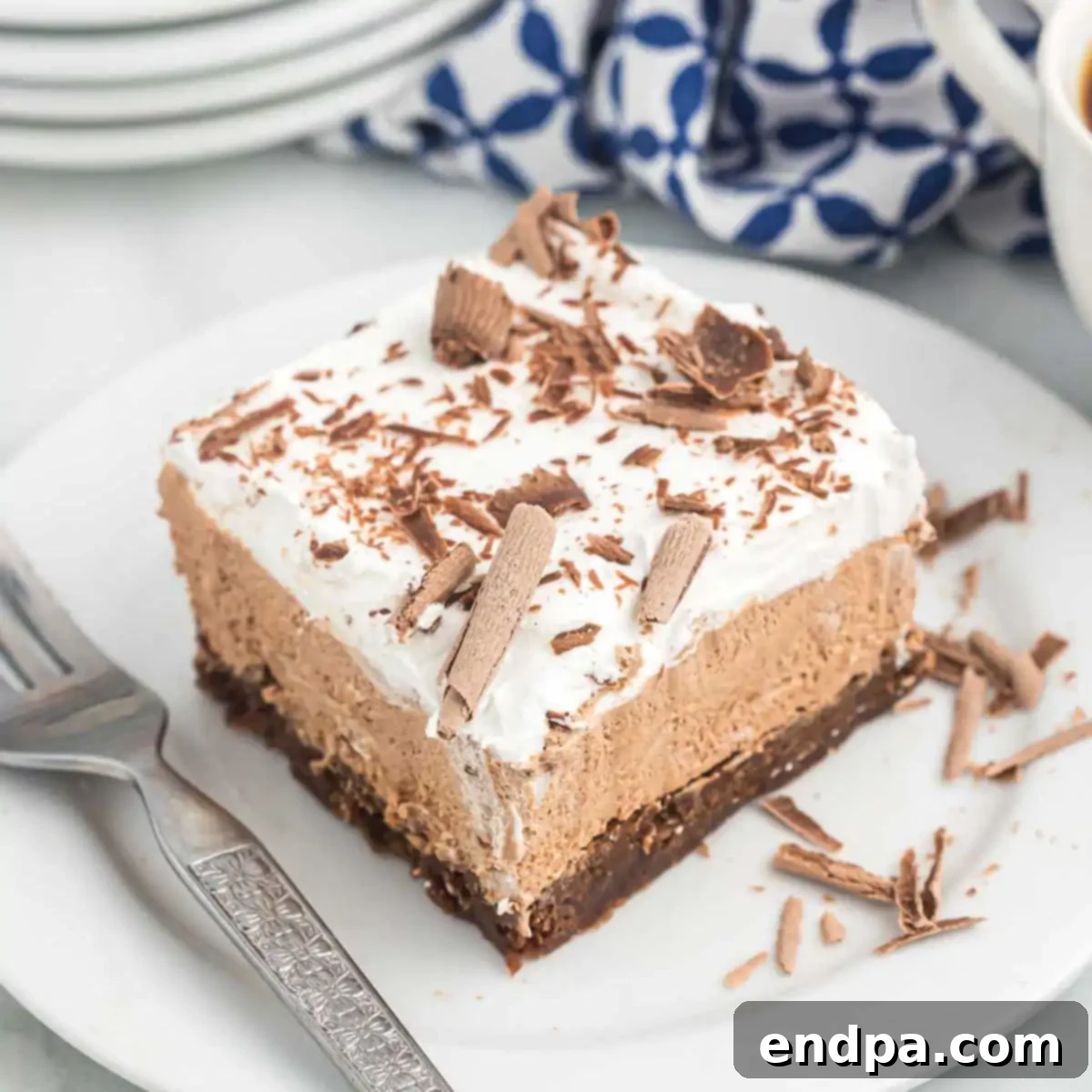 Decadent French Silk Brownies 13 Beautifully garnished French Silk Brownies, ready to be served.