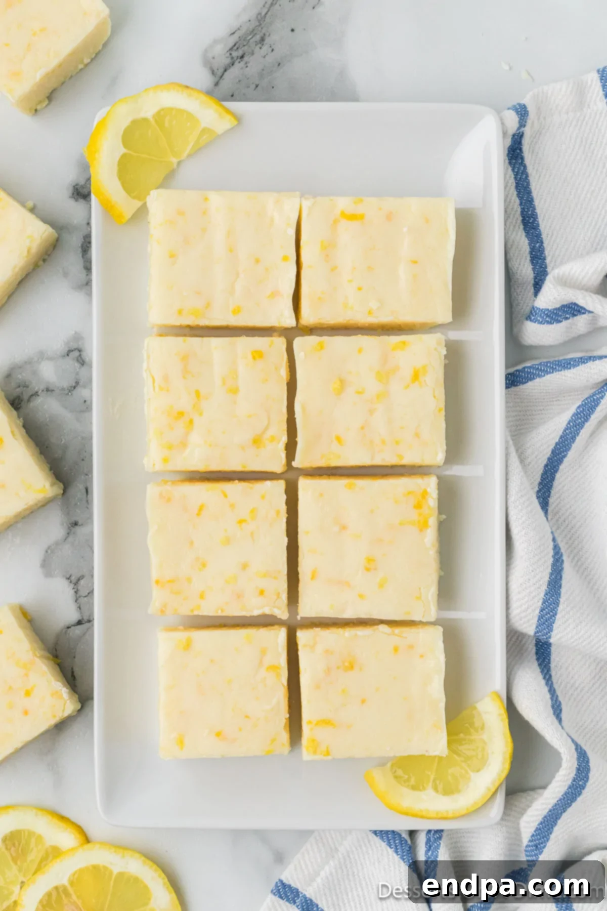 Fudge cut into squares on a platter, ready to be served.