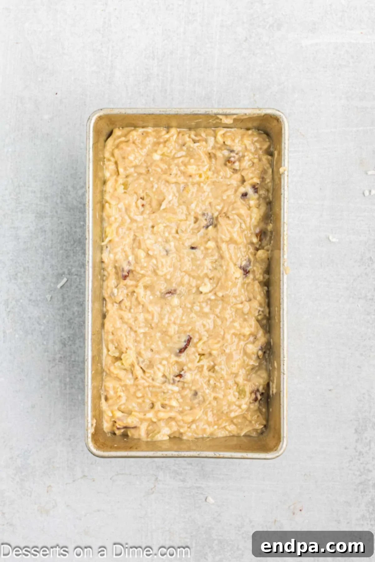 Batter spread into pan.