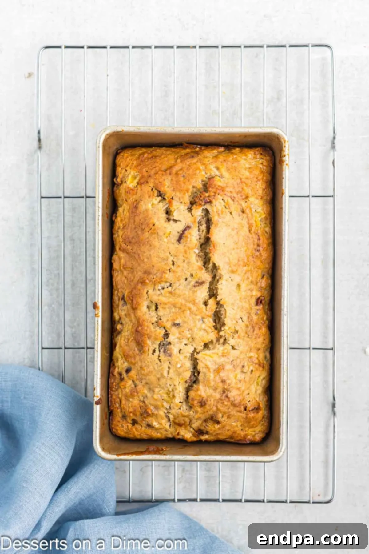 Bread cooling on wire rack.