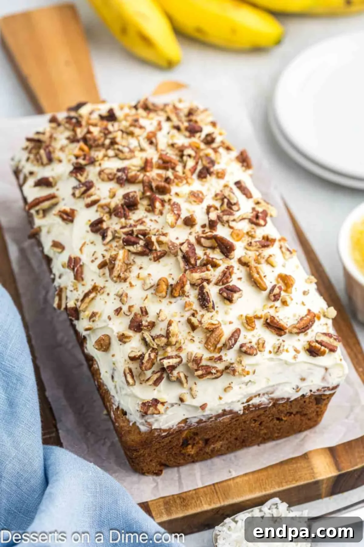 Bread topped with frosting.