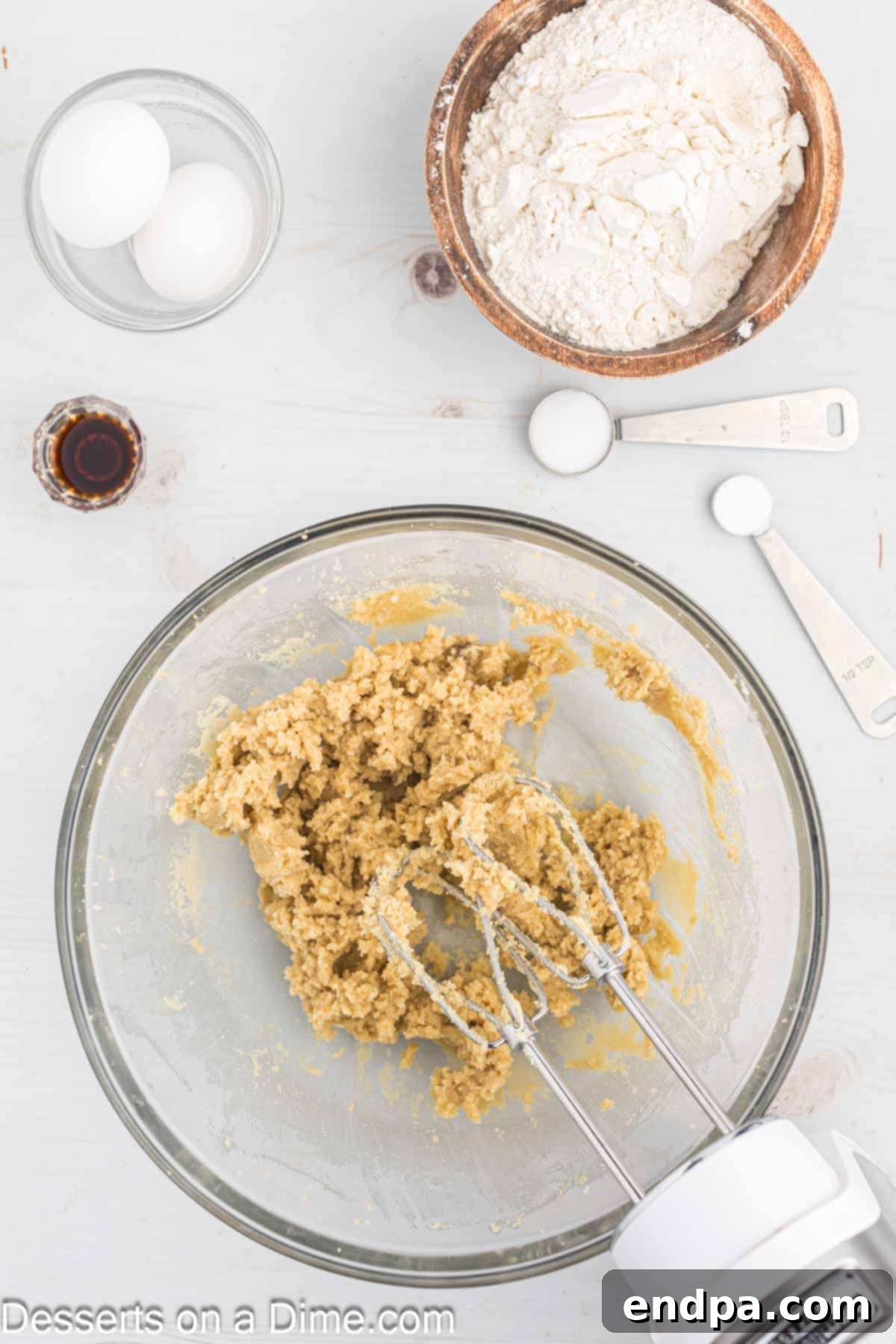 Decadent Nutella Bars 4 Softened butter and brown sugar creamed together in a mixing bowl.