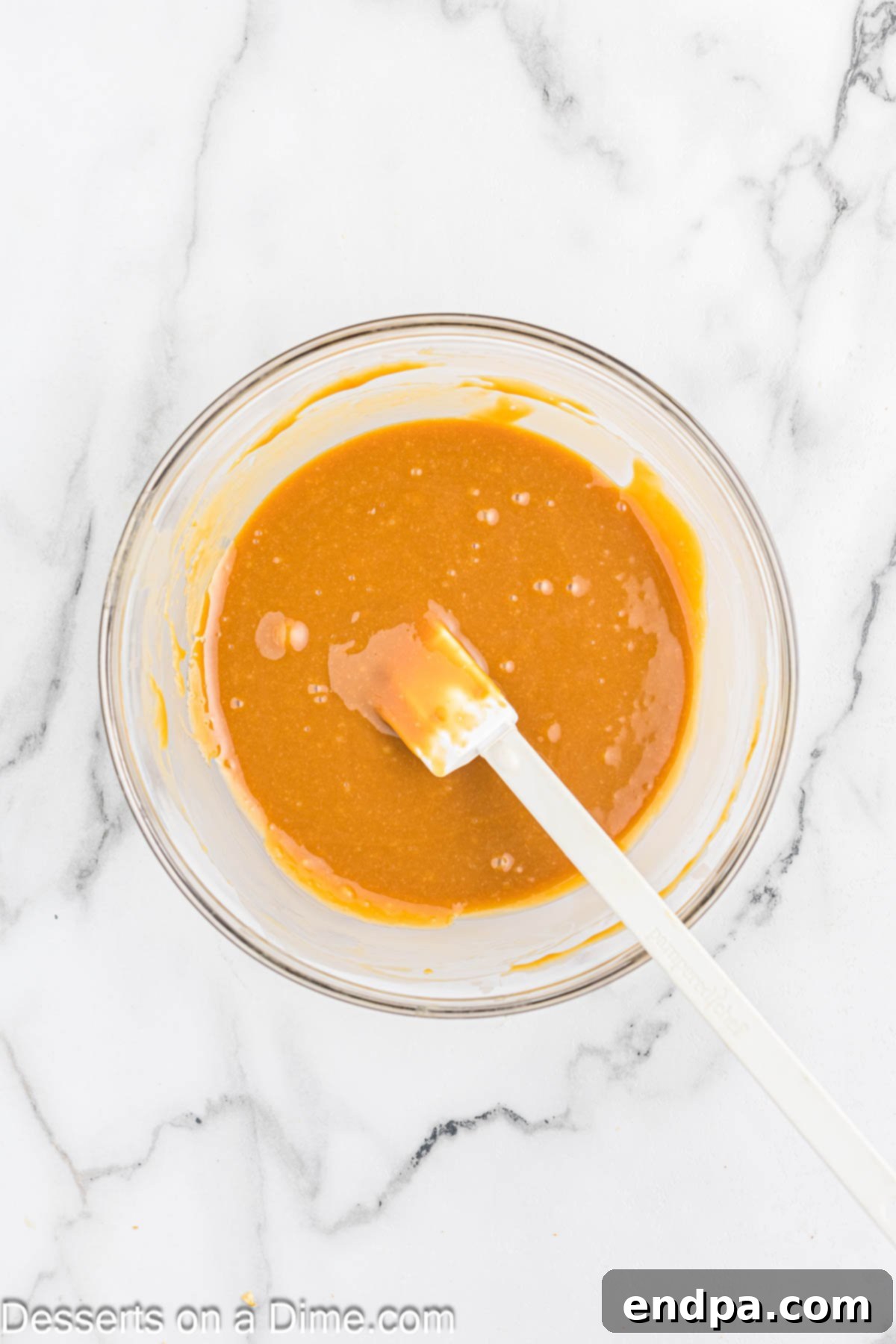 Caramel mixture in bowl.