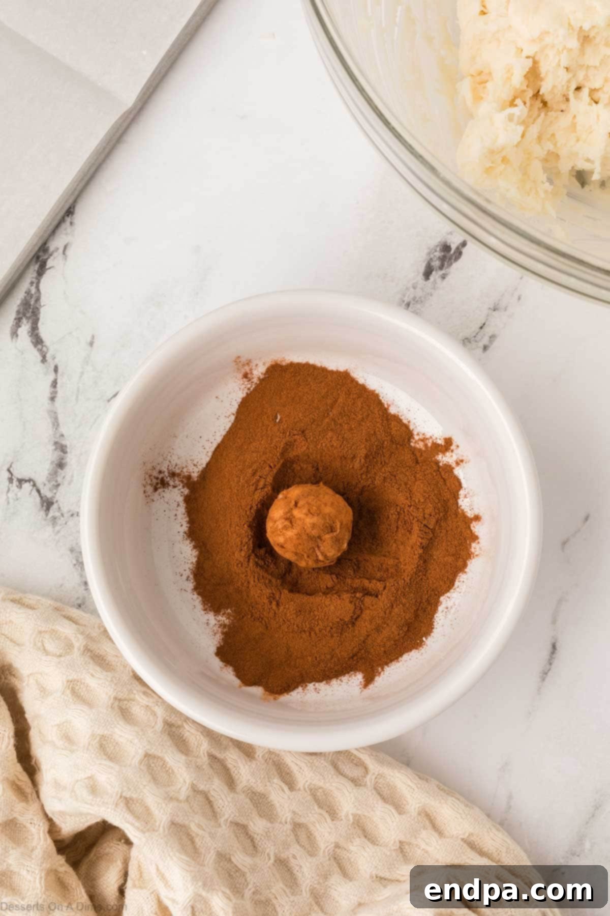 Balls coated in cinnamon