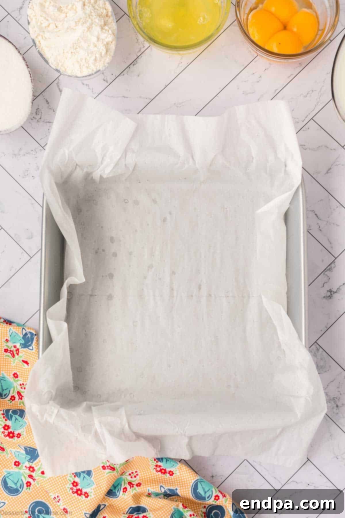 Enchanted Dessert 4 Parchment paper lined pan.