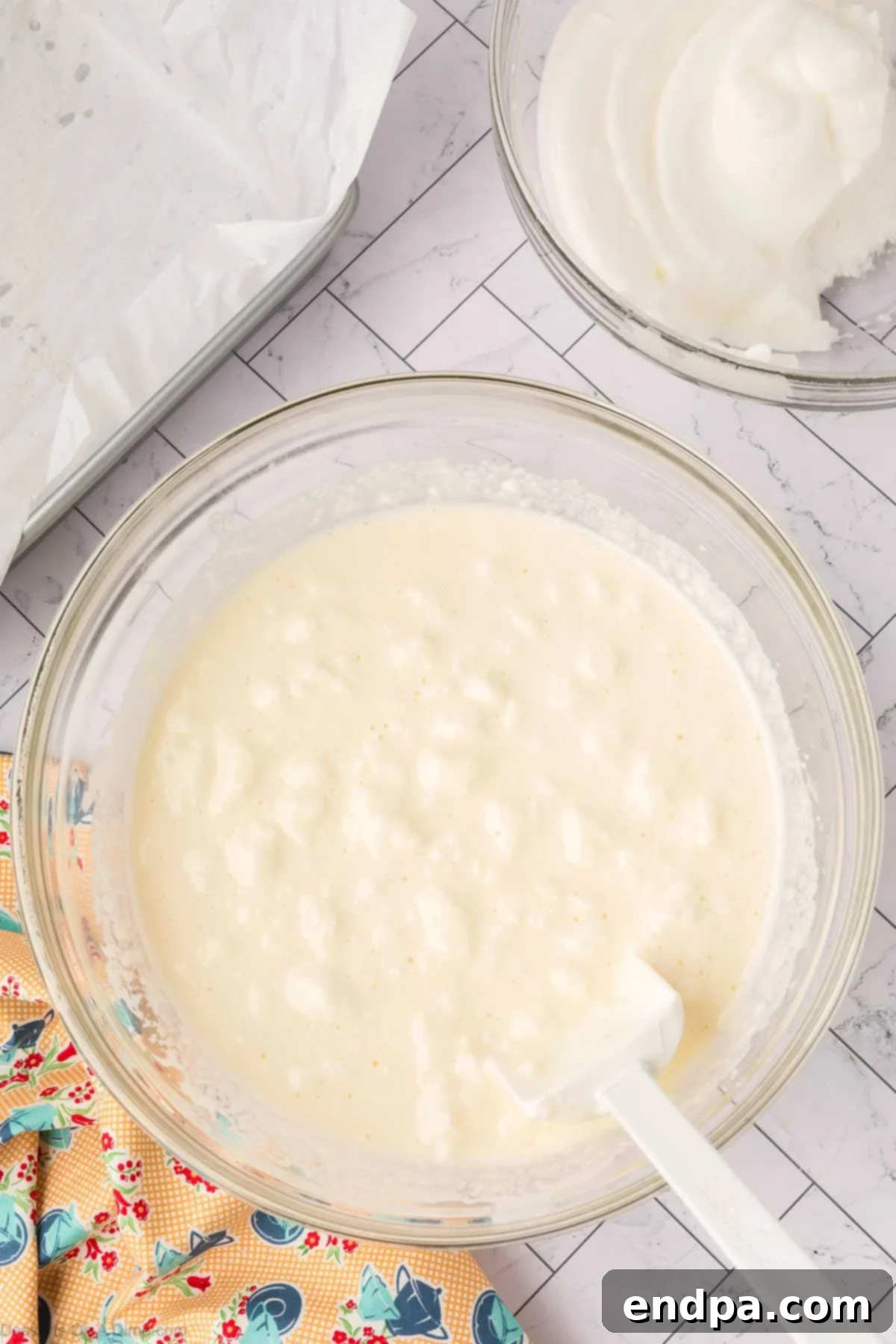 Enchanted Dessert 8 Whipped egg whites folded into batter.