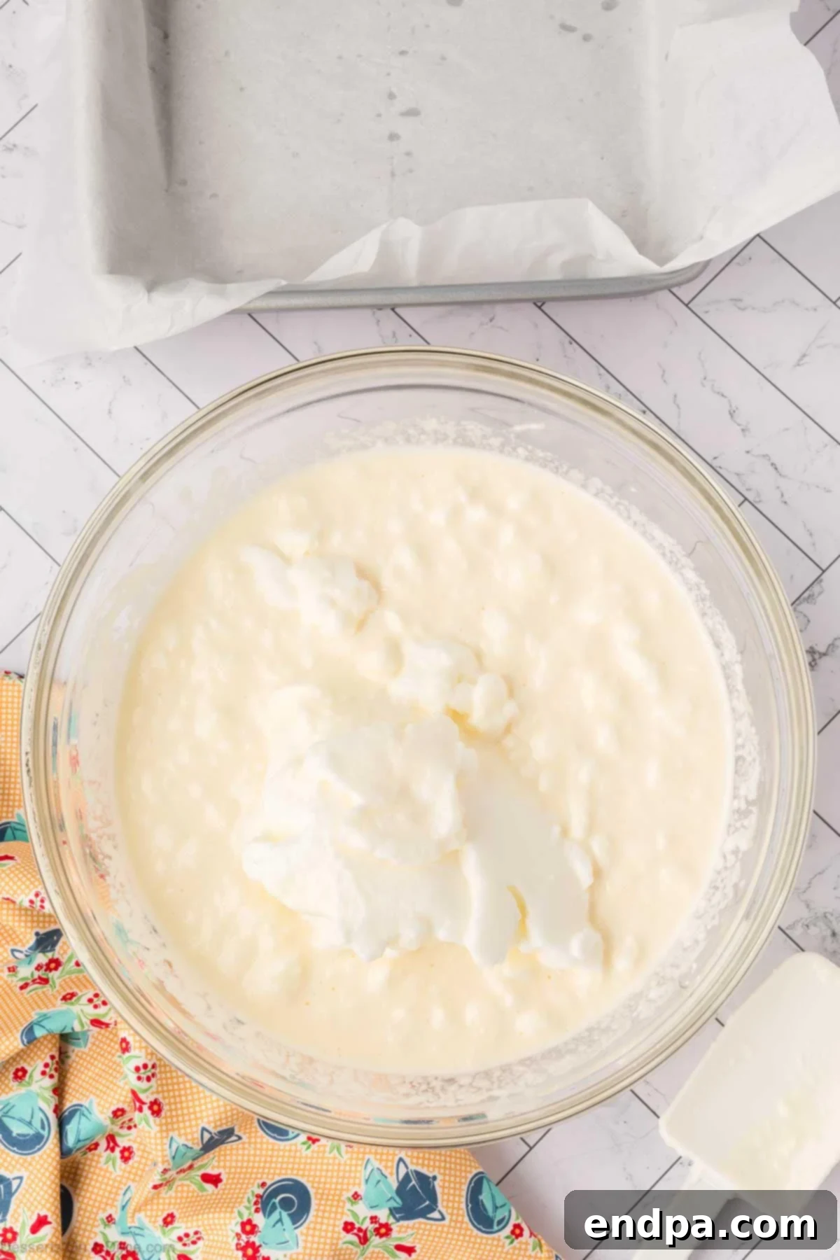 Enchanted Dessert 9 Batter combined in mixing bowl.