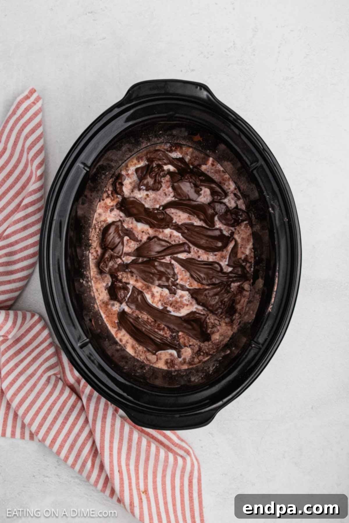 Nutella spooned over pudding mix