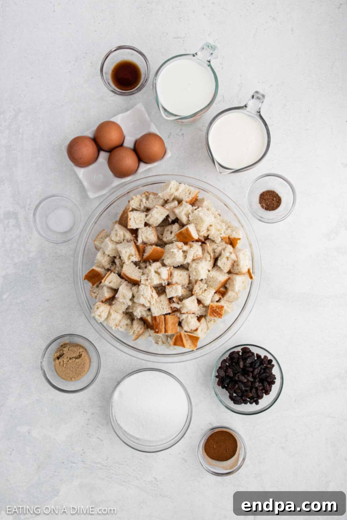 Ingredients for Crockpot Bread Pudding