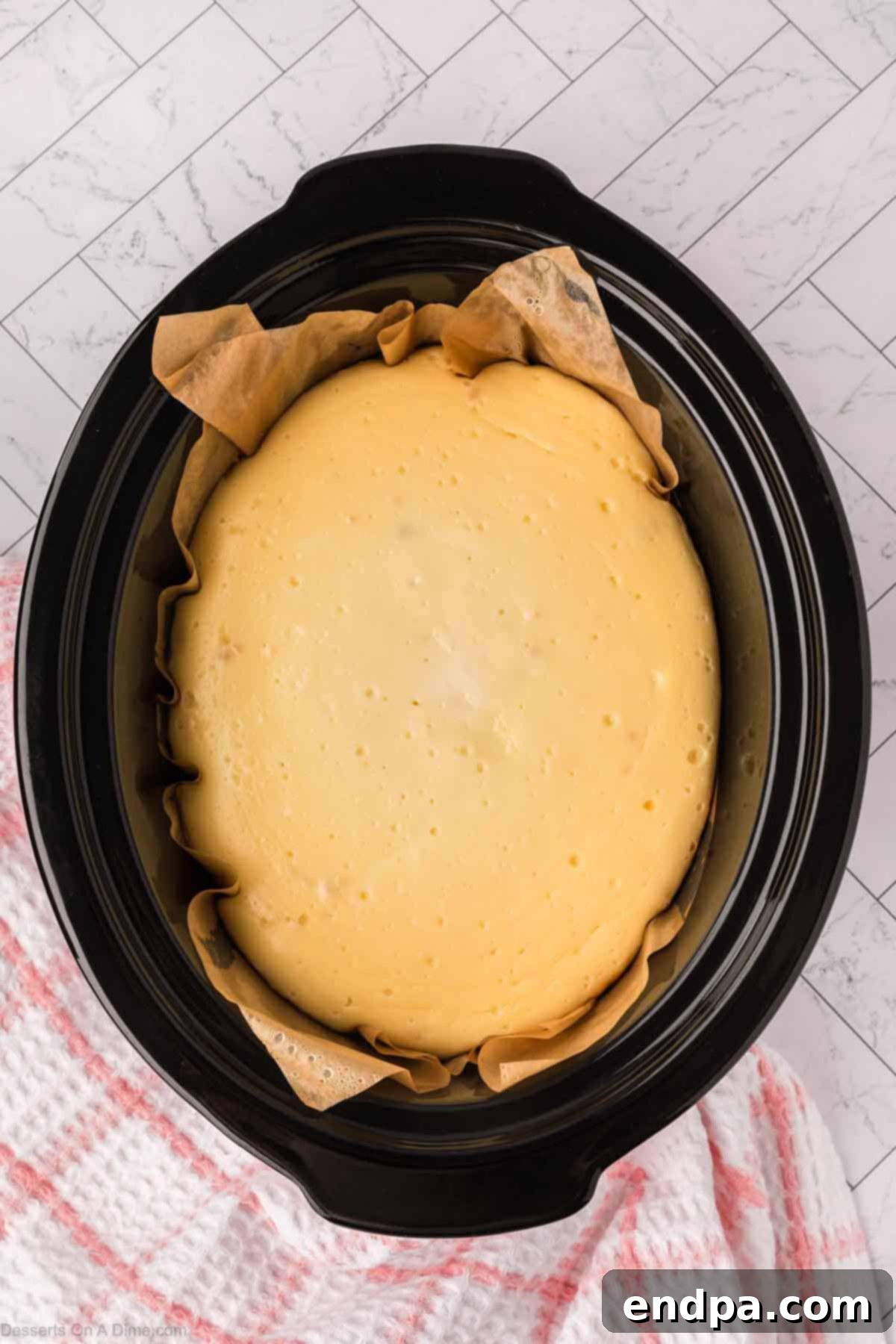 Slow Cooker Cheesecake 11 Crock Pot cooling and ready to place in the refrigerator